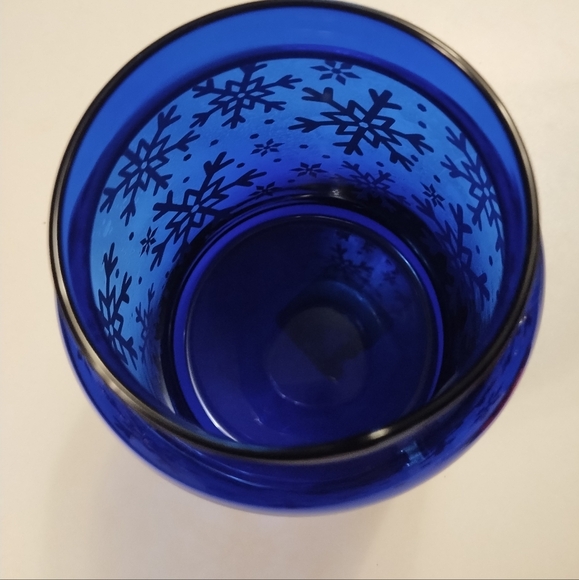 VTG Libbey Cobalt Blue Glass Snowflake Canister Apothecary Jar 7" Christmas - Picture 4 of 9